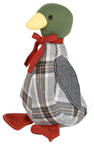 The Home Fusion Company Fabric Duck Door Stop Mallard Duck Doorstop 28cm Tweed Country Farmer Style