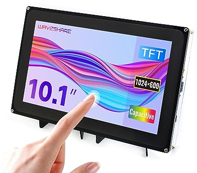 waveshare 10.1inch Capacitive Touch Screen LCD with Case Compatible with Raspberry Pi 4B/3B+/3A+/2B/B+/A+/Zero/Zero W/WH/Zero 2W CM3+/4 1024×600 Resolution HDMI Supports Jetson Nano/Windows