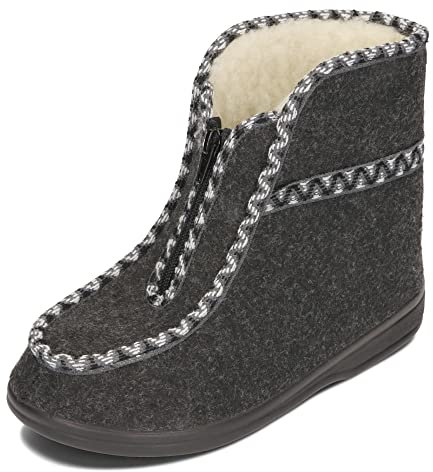 BAWAL Pantofole Isolate Donna Uomo Scarpe in Feltro con Lana Stivaletti Unisex da Casa Caldo Inverno 36-46 EU (Grigio/bianco, 39)