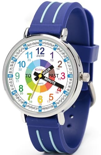 Kiddus Lern Armbanduhr für Kinder, Jungen und Mädchen. Analoge Armbanduhr mit Übungen zum Erlernen der Uhrzeit. Entworfen in Barcelona