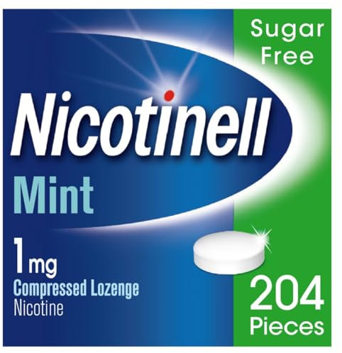 Nicotinell Mint Lozenge 1mg (204 Lozenges), Stop Smoking Aid, Sugar Free Nicotine Lozenges, Fresh Mint Flavour, 1mg Regular Strength for Light Smokers, Quit Smoking Aid