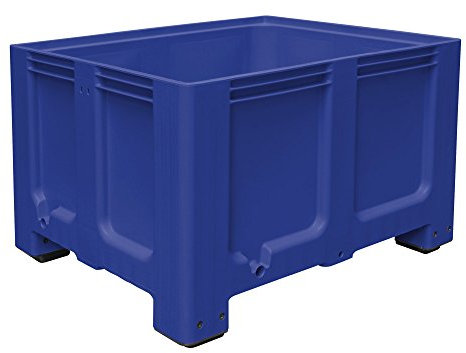 BRB Palettenbox, Industrieausführung, LxBxH 1200x1000x760 mm, Ausf. mit 4 Füßen, blau, lebensmittelecht