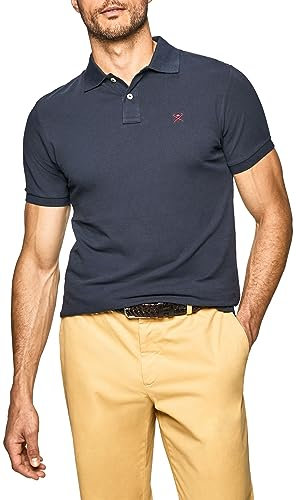 HACKETT LONDON Herren Slim Fit Logo Polo Shirt, Blue (Navy), L