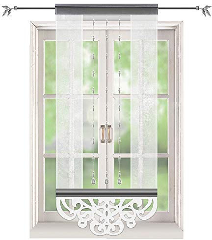 Inox Trade Flächengardine Fertiggardine Gardine Vorhänge Schiebegardine Paneelwagen mit Strass 60x150cm Flächenvorhang