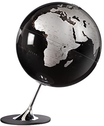 Waypoint Geographic Anglo 25,4 cm Durchmesser Dekorative Weltkugel mit Ständer – abgewinkelte Montage – gewichtetes Design ohne Spitze – schöne Farbkontraste für Heim- und Bürodekoration (schwarz)