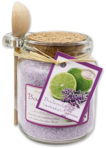 Florex Badesalz Lavendel-Limone im dekorativen Glas mit Holzlöffel 300 g