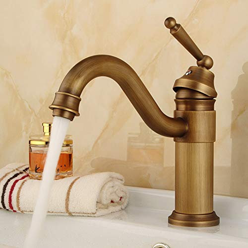 YHSGY Waschtischarmaturen Aufsatzbecken Wasserhahn Antik Wasserhahn Retro Vollkupfer Heiß Und Kalt Einlochmontage Aufsatzbecken Wasserhahn