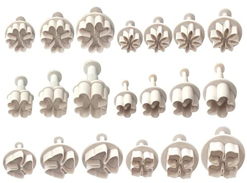 20 Stück Ausstechformen Plunger Cutter Kuchen Dekorieren Supplies Fondant Formen Weiß Gänseblümchen Hortensie Fünfblümchen Blumen Glücklich Gras Vierblümchen Blumen Liebe Fünfblümchen