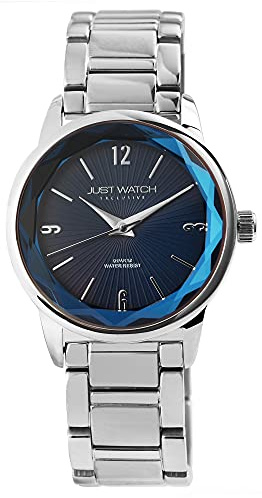 Just Watch Abbey Damen-Uhr Gliederarmband Edelstahl Analog Quarz JW10153 (silberfarbig blau)