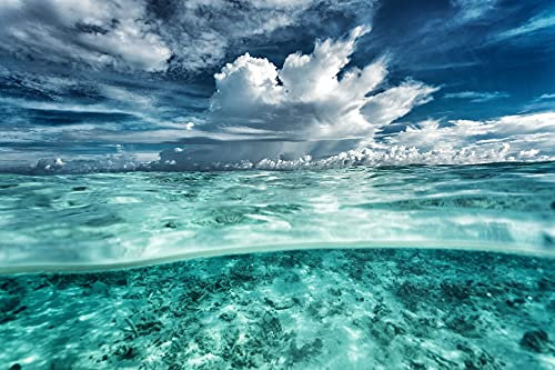 Papier Peint Photo INTISSÉ-MER-450x280 cm-(3342AE)-Plage Dunes Océan Caraïbes Lac Côte Ciel de Nuages Colle Inclus Mural Décor Motif Poster Géant Stickers Muraux Optique Moderne Fond Effet XXL