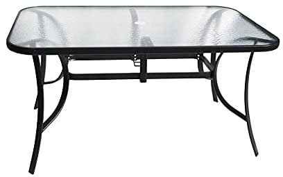Mesa de jardín con placa de cristal