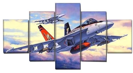MPPSU Militär-Boeing-Flugzeug-Jet-Fighter-Poster Wanddekoration Wohnzimmer Leinwandbild Jugendzimmer Poster Set Modern 5 Teiliges Wandbild Bedroom Decor XXL Bilder Mit Rahmen 100 * 50cm