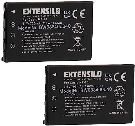 EXTENSILO 2X Akku kompatibel mit Casio Exilim SX-S770 Kamera (700 mAh, 3,7 V, Li-Ion)