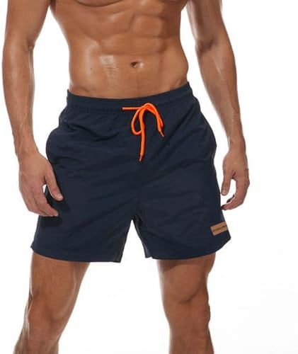 Ougelebo Badehose Herren Badeshorts mit Reißverschlusstasche | Schnelltrocknend Atmungsaktiv Wasserabweisend Badehose Kurz Männer Elastisch Verstellbar Mit Tunnelzug Meshfutter