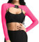 Ypser See Through Mesh Crop Top Sheer Open Front Shrug Fishnet Arm Sleeves Shirts with Release Plastic Buckles Pink