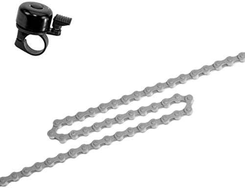 Shimano Fahrradkette CN-NX10 Kette für Nabenschaltung Singlespeed 1-Fach 114 Glieder in Silber inkl. Fahrradklingel