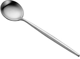 TOMYEUS Spoon Frosted Stainless Steel Spoon Dinner Spoon Golden Round Head Household Long Handle Rice Spoon Soup Spoon Flatware (Color : Silver)