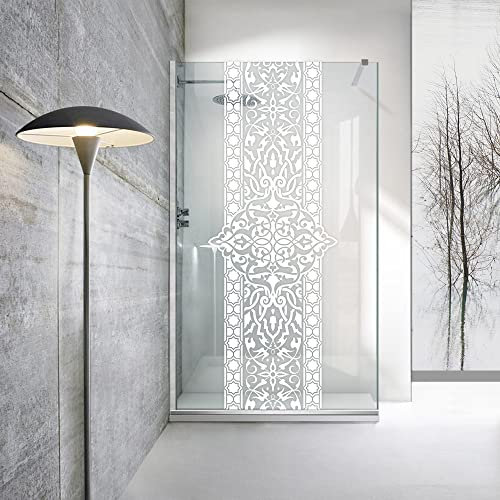 Aqua Roy Modell INOX Doha Vertikal 110cm ab 70/80/90/100/110/120 Walk in Duschwand Gehäuse Klarglas Platte 8mm weiß Nano beschichtet sandgestrahlt Muster Edelstahl (110x19) 5 cm)