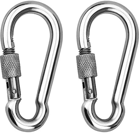 OULVLIFE Mousqueton à Verrouillage Robuste, 80mm en Acier au Carbone Zingué Avec Verrouillage à Vis