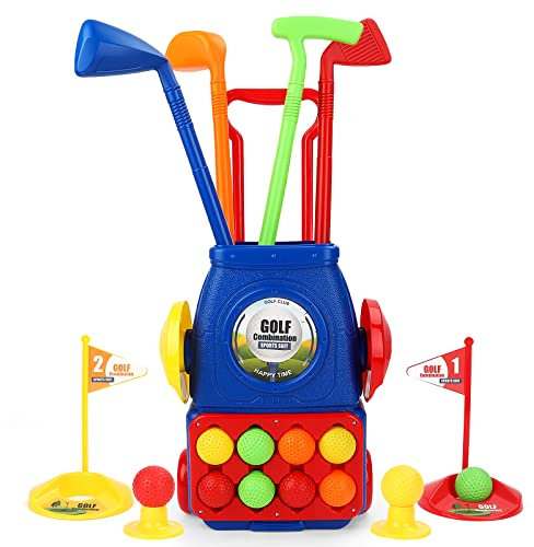 deAO Set da Golf per Bambini, Set di Mazze da Golf, Set di Giocattoli Sportivi all'Aperto con 6 Palline,4Mazze da Golf,2Buche di Pratica, Gioco da Giardino per Bambini