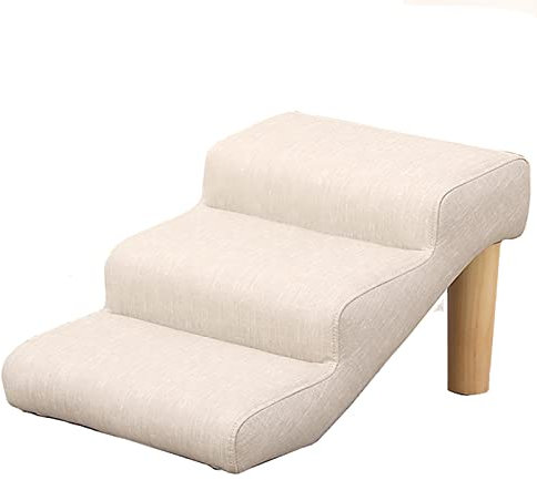 WDJBPSH Pet treppen 3-stufig Beige Hundetreppe, 30/35/40 cm Hoch Haustierbett Leiter für Mittlere Bis Große Haustiere, Lederbezug Weicher Schwamm Tier Hilfstreppe (Size : 60x40x40cm)