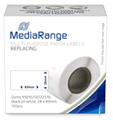 MediaRange Universal-Papieretiketten, für/ersetzt Dymo 99010/S0722370, permanent haftend, 28x89mm, 130 Stück, schwarz auf weiß