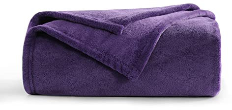 Aisbo Fleece Blanket Purple Throw - Versatile Soft Warm Blanket Fluffy Throws for Bed Double Size, Cozy Solid Flannel Twin Blanket for Sofa Couch, 150x200cm