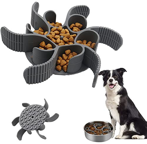 ICOUVA Slow Feeder Dog Bowl Insert,Cuttable Slow Feeder Insert for Dog,Pet feeder with Strong Suction CupsBowls to Slow Down Eating Compatible with Most Bowl