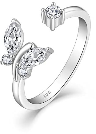 Starchenie Verstellbarer Schmetterlingsring 925 Sterling Silber schmuck AAA Zirkonia Ring für Damen