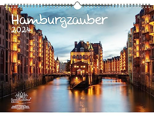 Hamburgzauber DIN A3 Kalender für 2024 Hamburg Hafen Reeperbahn Deutschland - Geschenkset Inhalt: 1x Kalender, 1x Weihnachtskarte (insgesamt 2 Teile)
