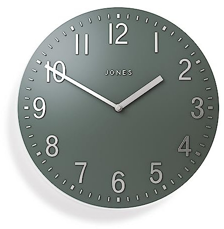 Jones Clocks® Chilli Konvexe Wanduhr - Freiliegende Wanduhr - Minimale Wanduhr - Einzigartige Uhr - Perfekt als Küchenuhr - 30cm Uhr (Matt Grün)