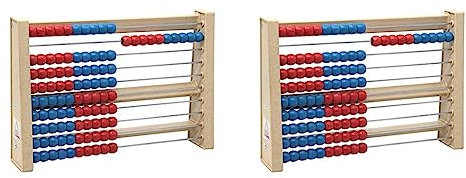 WISSNER® aktiv Lernen - 100 er Rechenrahmen, ab 3 bis 99 Jahre, rot/blau - RE-Wood® (Packung mit 2)