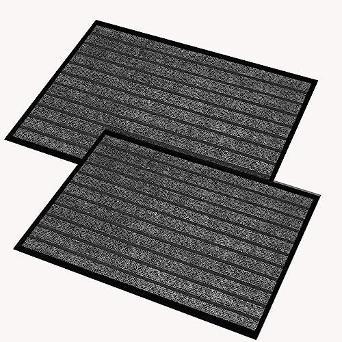 Hafaa Grey Door Mat 2 Pack 60x90 cm Water Absorbent Rubber Mat