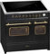 GURARI Retro Standherd Induktion 90 cm E 913 DF RU BL | Freistehender Herd mit Induktionskochfeld in Schwarz mit zwei Backöfen | Range Coocker mit 5 Induktionszonen (2 Flex Zone) alle mit Booster