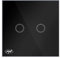 Interruptor táctil doble de cristal PNI SH222, negro con indicador LED, 10A, 2X200W