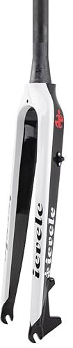 Mountain Bike Forcella Rigida 26 27,5 29 In Fibra Di Carbonio MTB Forcella Freno A Disco Forcelle Rigide 1-1/2 Conico Senza Filettatura Ultralight 9mm QR Forcelle Rigide ( Color : White , Size : 27.5