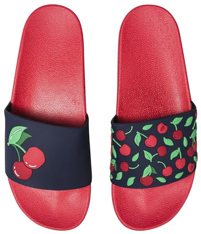 Dedoles Badeschuhe & Hausschuhe viele lustige Designs Bücher Kaffee Katze Party Pizza Dackel Fuchs Panda Delfin Geschenk, Farbe: Verführerische Kirschen, Gr.: 36 EU