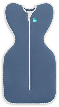 Love To Dream Pucksack Baby, Idealer Stoff für Moderate Temp(20-24°C), Arme Hoch Position, Hüftgesund, Doppelter Reißverschluss, Baby Erstausstattung Neugeborene, Schlafsack Baby, 3,5-6 kg, Denim