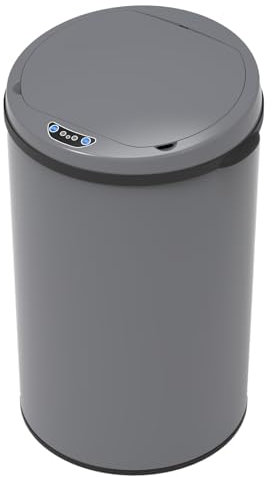 SVITA Sensor-Mülleimer 30L Stahl Mülleimer mit Sensor Elektrischer Abfalleimer Küche Bad Flur Automatik Mülleimer mit Sensor automatischer Deckel Grau