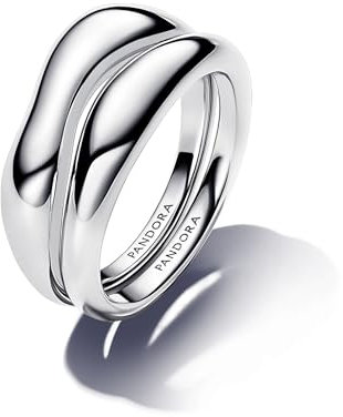 PANDORA Essence Organisch Geformte Stacking-Ringe aus Sterling Silber, Größe: 54, 193264C00-54