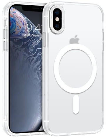 BENTOBEN for iPhone X/XS Case Magnetic [Compatible with MagSafe], Translucent Matte Back Anti-yellow Slim Soft TPU Military Grade Shockproof Women Men Protective Phone Cover for iPhone X/XS, White