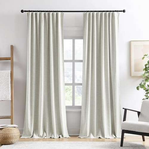 RAIN CITY Verdunkelungsvorhänge-Set, Leinenstruktur, individuelle Vorhänge, hohe Decke bis Boden, Stangentasche, Rückenlasche, Bauernhaus, verdunkelte Fenstervorhänge für Wohnzimmer, 330,2 cm Länge,