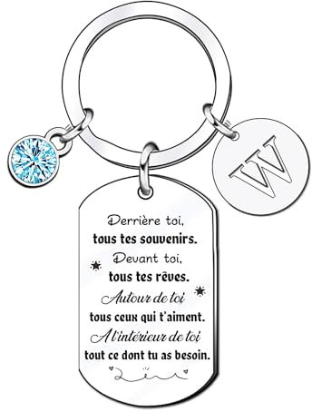 KJKJKJ 26 Lettres A-Z Porte-Clef, Cadeau Original pour Femme et Homme, Anniversaire, Motivation - Idée Cadeau pour Amis (W)