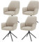 KHG Esszimmerstühle 4er Set, Küchenstuhl mit Armlehnen Bouclé Taupe, Stuhlbeine Metall lackiert, Polsterstuhl, Essstuhl, Stuhl, für Esszimmer Küche Büro