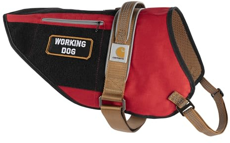 Carhartt Nylon Ripstop Service Hundegeschirr, Hochrisiko, Rot/Carhartt Braun, Größe L
