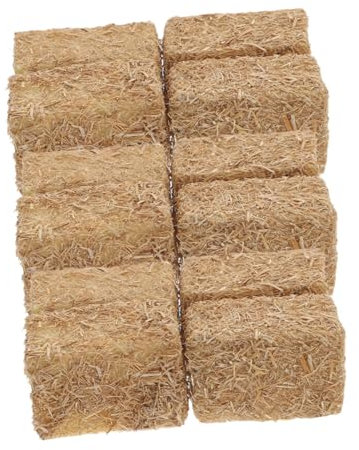 BESTonZON 12 Pièces Modèle Mini Botte De Foin Paille Décorative Micro-Ornements Paysagers Petites Bottes De Paille Figurine De Jardin Balles De Ferme De Maison De Mini Hayrick Bois