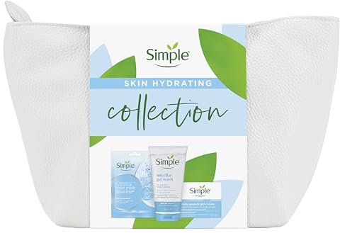 Simple Skin Hydrating Collection 3 piece Gift Set with a beauty product bag including Face Wash, Sheet Mask & Moisturiser