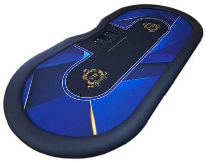 PK-Pokertische Professioneller Pokertisch mit X-Tischbeinen und wasserabweisendem VIP Spieltuch (Blau/Space) 270x130cm Poker Profi