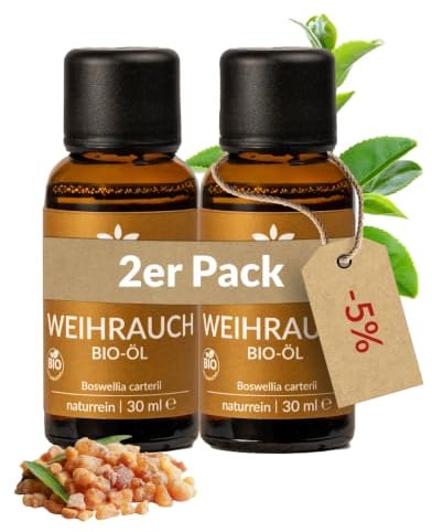Heldengrün© BIO Weihrauchöl [100% NATURREIN] - Reines Weihrauch Öl - Duftöl Weihrauch in Parfumqualität - Nachhaltiger Wildwuchs - Frankincense Oil - 2 x 30 ml