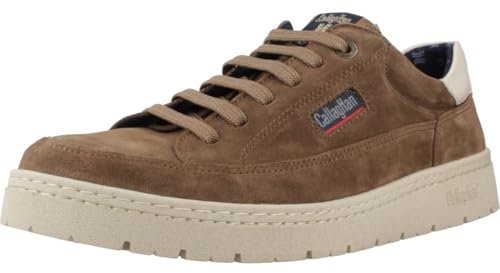 Callaghan - Zapato Deportivo Casual de Piel, con Cordones y Suela Blanca de Goma,Ante,Serraje,Nobuk, para: Hombre Color: TRUFA Talla:44